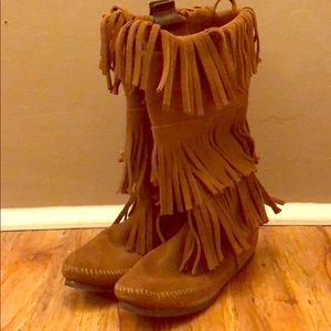 Tall Fringe Moccasins